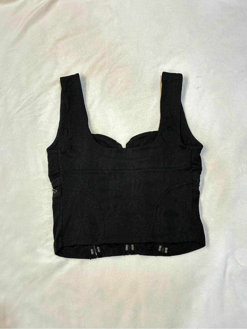 Free People Don't Look Back Corset Bustier Top Black Jacquard Hook Eye Crop S - Picture 5 of 8